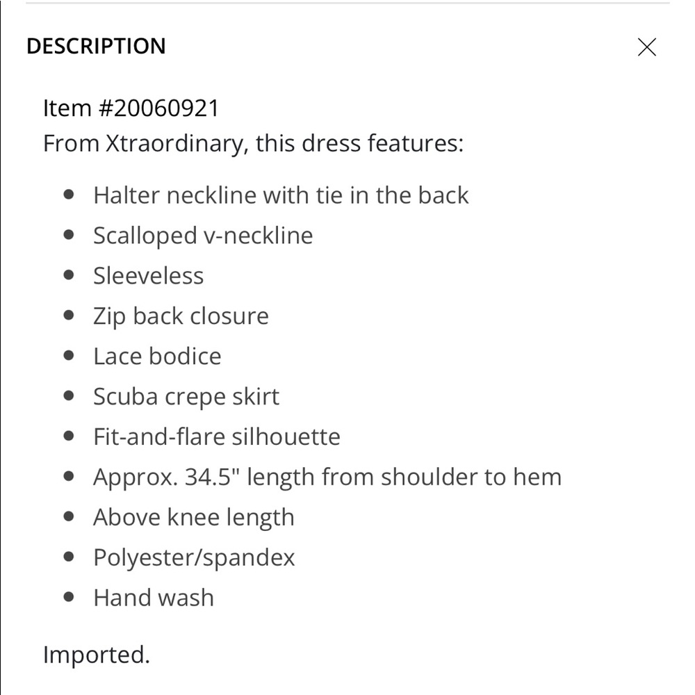 Xtraordinary halter neck scalloped lace bodice fit-and-flare dress size medium - Picture 13 of 13